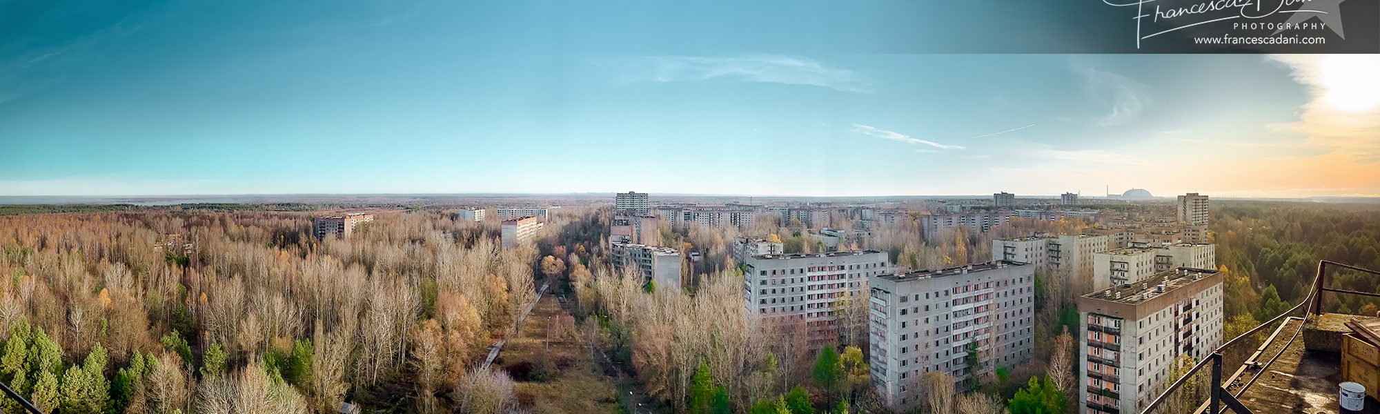 L'estesa terra di Chernobyl al di la degli orizzonti di Pripyat